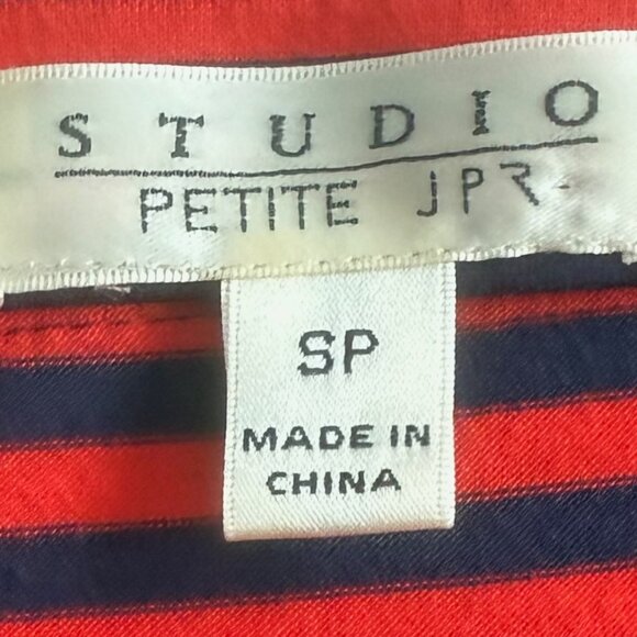 Studio Petite JPR Red Blue Nautical Stripe 3/4 Balloon Sleeve Shirt Size SP - Picture 5 of 7